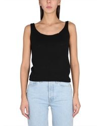 Aspesi - Solid Scoop Neck Top - Lyst