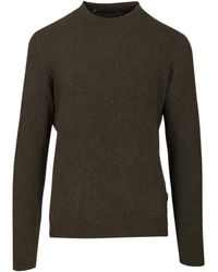 Barbour - Plaid Pattern Crew Neck Sweater With Elbow Patches - Lyst