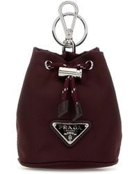 Prada - Burgundy Fabric Key Ring - Lyst