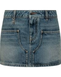 Amiri - Classic Mini Skirt With Button Closure - Lyst