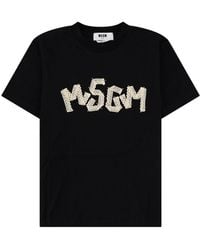 MSGM - Logo Crew Neck T-Shirt - Lyst