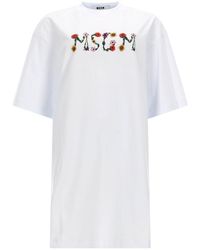 MSGM - Graphic Crew Neck Mini Dress - Lyst