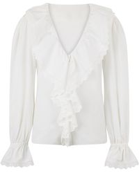 Alberta Ferretti - Blouse With V-Neck - Lyst