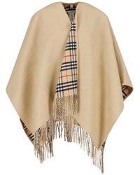 Burberry - Fringed Wool Blend Cape - Lyst