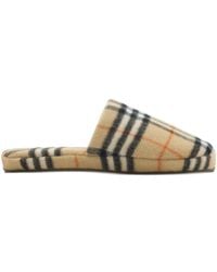 Burberry - Check Wool Blend Slippers - Lyst