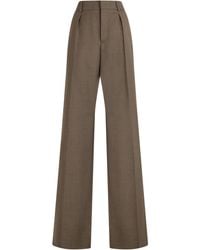 Saint Laurent - Pleated High-Waist Wide-Leg Wool Trousers - Lyst