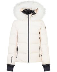 Moncler - Down Puffer Jacket With Hooded Faux Fur Trim - Lyst
