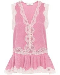 Chloé - Sleeveless Silk Top With Mother-Of-Pearl Front Buttons - Lyst