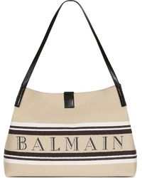 Balmain - Release Canvad And Leather Medium Tote - Lyst