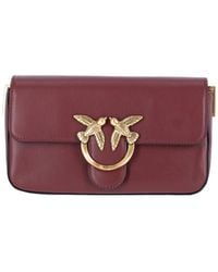 Pinko - Leather Flap Shoulder Bag - Lyst