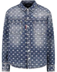 DSquared² - Logo Print Denim Button-Up Shirt - Lyst