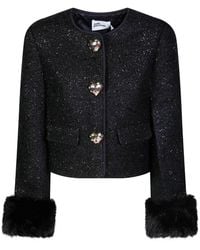 Self-Portrait - Metallic Boucle Loop Faux Fur Cuff Jacket - Lyst