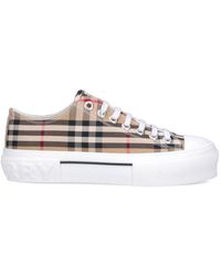 Burberry - Round Toe Lace-Up Sneakers - Lyst