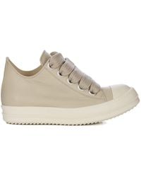 Rick Owens - Low Leather Sneakers With Round Toe And Front Lace-Up Fastening - Lyst