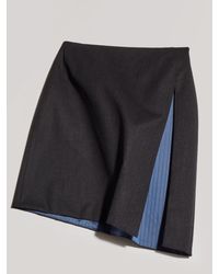 Gucci - Dark Stretch Wool Lined Mini Skirt With Deep Side Split - Lyst