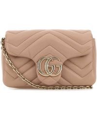 Gucci - Powder Leather Mini Gg Marmont Shoulder Bag - Lyst