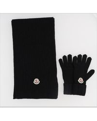 Moncler - Knit Scarf And Glove Set, Virgin Wool, Sets - Lyst