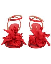 Ferragamo - Flower Embellished High Heel Sandal - Lyst