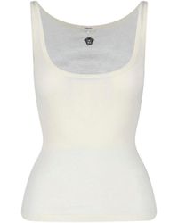 Versace - Cream Ribbed Medusa Wool Top - Lyst
