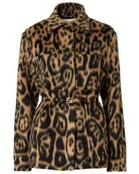 Fendi - Leopard-Print Belted Shirt Jacket - Lyst