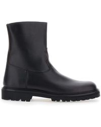 VINNY'S - Leather Ankle Boots With Side Zip Closure - Lyst