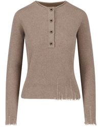 Uma Wang - Ribbed Cashmere Henley Sweater - Lyst