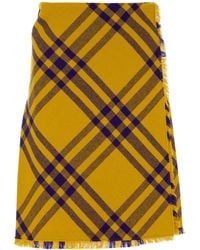 Burberry - Embroidered Wool Skirt - Lyst