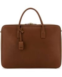 Saint Laurent - Caramel Leather Briefcase - Lyst