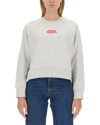 A.P.C. - Cropped Hem Sweatshirt - Lyst