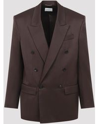 Saint Laurent - Chocolat Double-Brestaed Jacket - Lyst