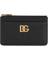 Dolce & Gabbana - Card Holder Calfskin With Zip Wallets & Cardholders - Lyst
