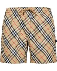 Burberry - Sand Printed Nylon Check Swim Shorts - Lyst