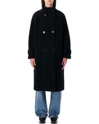 Sessun - Wool Double-Breasted Coat With High Collar - Lyst