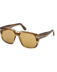 Tom Ford - Square Full Rim, With A Coloured Havana Frame And Lens - Lyst