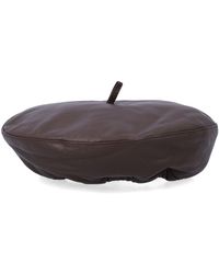 THE GARMENT - Soho Lambskin Leather Beret With Sculptural Rounded Shape And Back Tie Detail - Lyst