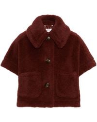 Max Mara - Alpaca And Wool Teddy Mini Cape Jacket With Silk Base - Lyst