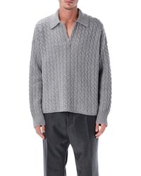 Ami Paris - Ami Paris Cable Knit Polo Sweater - Lyst