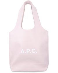 A.P.C. - A. P.C. Small Tote Handbag With Top Handle And Interior Pocket, Structured Matte Finish - Lyst