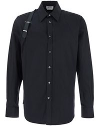 McQueen - 'Harness' Shirt With Clasic Collar And Strap Detail On The Sleeve - Lyst