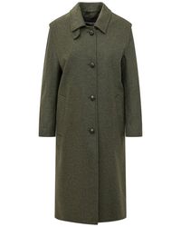 Schneiders - Lena Long Wool-Felt Overcoat With Button Detail - Lyst