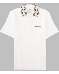 CASABLANCA - Embroidered Collar Short-Sleeve Polo Shirt - Lyst