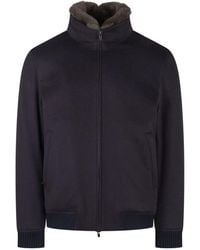 ESTERNO - Shearling-Style Bomber Jacket With Elevated Neck Detail - Lyst