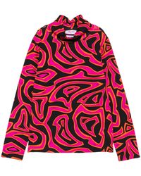 PUCCI - All-Over Printed High-Neck Long-Sleeve Top - Lyst