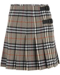 Burberry - Embroidered Wool Skirt - Lyst