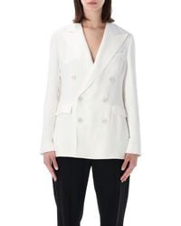 Ralph Lauren - Double-Breasted Blazer With Sheer Back Panel - Lyst
