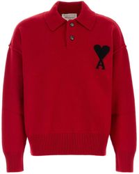 Ami Paris - Virgin Wool Polo Shirt - Lyst