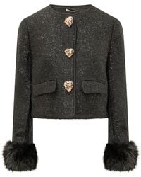 Self-Portrait - Metallic Bouclé Loop Jacket - Lyst