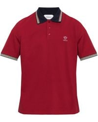 Versace - Cotton Piqué Polo Shirt With Embroidered Logo - Lyst