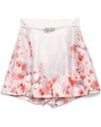 Zimmermann - Low-Waist Floral Silk And Cotton Shorts - Lyst