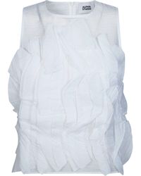 Alpha Studio - Ruffled Sleeveless Cotton Top - Lyst